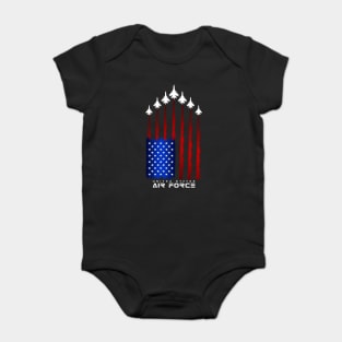 Air Force US Veterans 4th of July T shirt American Flag Baby Bodysuit